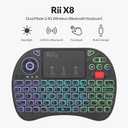 Rii X8 Mini Keyboard,Upgrade 2.4GHz Wireless and Bluetooth Keyboard with Touchpad,RGB Backlit,Rechargeable Battery for Android TV Box/Mac/PC/Nvidia Shield(2.4G+BT Version)