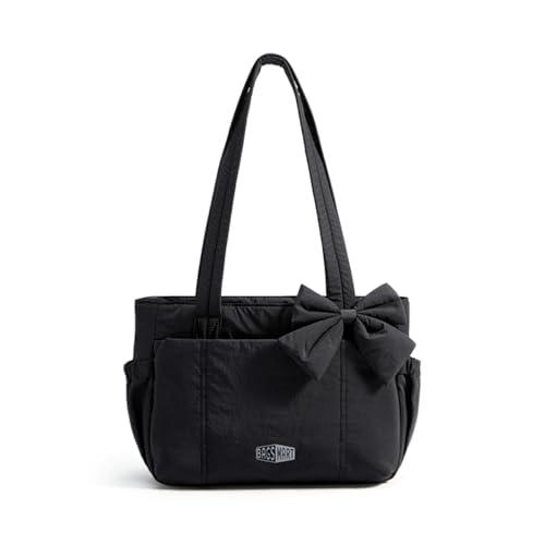 BAGSMART Crush Bow Tote Bag for Women, Large Work Tote with 40oz Tumbler, Puffer Travel Tote Bag for Work, Yoga, Gym