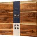 24”×18” Teak Wood Cutting Board for Kitchen, Knife-Friendly Chopping Boards with Juice Grooves, Heavy Duty Wooden Boards for Meat, Fruit & Cheese, Ideal Housewarming Gift