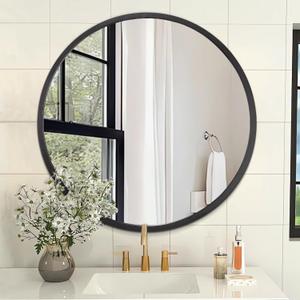 AOAOPQ Black Round Mirror for Wall Small Round for Bathroom Entryway Living Room Hallway Matte Tempered Glass Frame Mirrors Anti Rust Hangs Tempered Glass for Bedroom Entry Dining Room