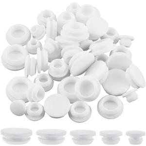 GORGECRAFT 50Pcs 5 Sizes Silicone Hole Plug White Rubber Tapered Round Waterproof Button Tube End Caps Cover Soft Flexible Reusable Stopper Inserts Fit for Bathtub Furniture Bottle 0.2-0.4 Inch Hole