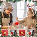 Ctosree 50 Sets Christmas Apple Boxes with Hole and Stick 4" x 4" x 4" Caramel Candy Apple Box Kit Cake Cookies Gift Packaging with Clear Window for Wedding Winter Xmas Party Supplies(Buffalo Plaid)