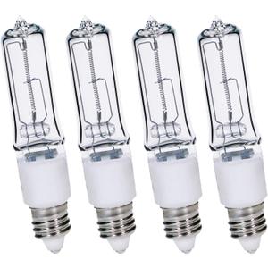 4-Pack JDE11 100W Halogen Bulbs, E11 Mini Candelabra Base, Dimmable, 2800K Warm White, for Ceiling Fans, Chandeliers, Accent & Decorative Lighting
