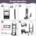 3-in-1 Folding Hand Trucks, 600Lbs Convertible Hand Truck Dolly, Heavy Duty Convertible Dolly with Retractable Handle and 4 Rubber Wheels, Collapsible Cart for Moving Office/Home/Warehous(Black)
