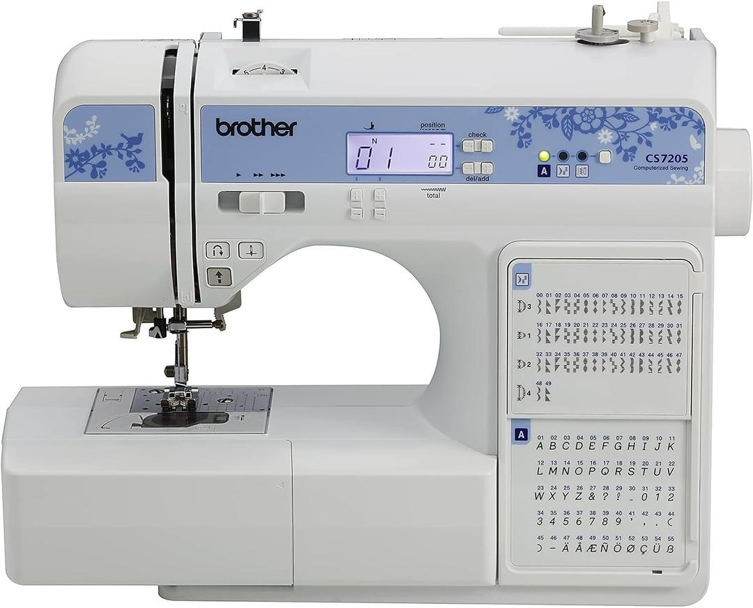 Brother CS7205 Computerized Machine, 150 Built Stitches, 1 Font, Wide Table, 11 Sewing Feet, White