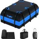 21 Cubic Feet Car Rooftop Cargo Bag Carrier, Soft Roof Top Luggage Bag for All Vechicles with/Without Racks - with Waterproof Zip, Luggage Lock, Anti-Slip Mat, Storage Bag, Door Hooks, Blue