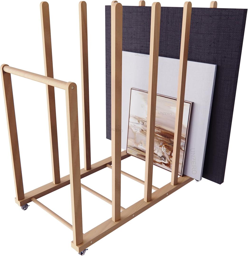 Art Storage Rack, Art Canvas Storage, Art Drying Rack, Canvas Boards Rack Art Storage with Handle & Caster Wheels for Drawing Board, Panel, Paper Pad for Art Studios, Artworks, Gallery (21.5"D x 39.5"W x 42"H)