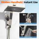 MakeFit Filtered Rain Shower Head with Handheld Combo High Pressure 12'' Rainfall Shower Heads & Hidden Detachable Wand Dual Showerhead Water Softener for Hard Water Easy Filter Replacement