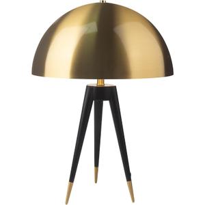 Brass Table Lamp, Gold Mushroom Table Lamp Nighstand Lamp, 21" Minimalist Bedside Lamp with Black Metal Tripod Base, Mid Century Dome Desk Lamp for Bedroom Living Room Office Study