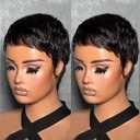Short Wigs for Black Women Pixie Cut Human Hair Wigs for Women Brazilian Hair Glueless Full Machine Made Wig Natural Black Color