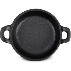 Ziliny Mini Cast Iron Skillets 5 x 5 x 1.3 Inch Cast Iron Pan Small Ramekin Set Black Casserole Dish Cookware Oven Safe Mini Skillets for Kitchen Indoor Outdoor Picnic (1 Pack)