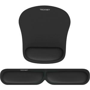 TECKNET Ergonomic Keyboard Wrist Rest and Mouse Pad, Foldable Memory Foam Wrist Rest for Computer Keyboard, Durable Mousepad for Computer Laptop Mac, Lightweight for Easy Typing and Pain Relief, Black