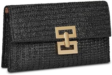 Liadreem Straw Clutch Purse for Women Designer Evening Handbag Summer Beach Shoulder Crossbody Bag