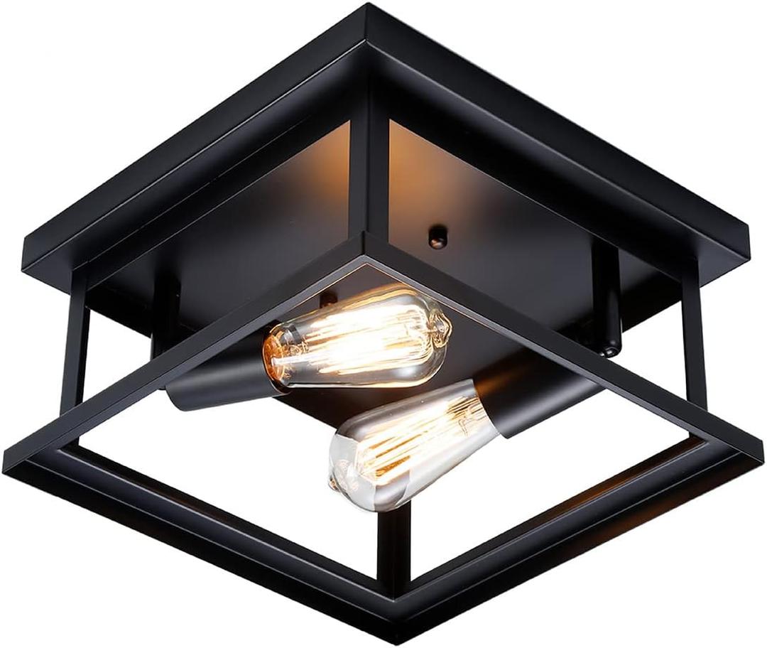 Hamilyeah Black Flush Mount Ceiling Light Fixture Bedroom, Farmhouse Kitchen Lights Ceiling, Outdoor Close to Ceiling Light Fixtures for Porch Patio Hallway