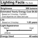 Bulbrite Incandescent B10 Medium Screw Base (E26) Light Bulb, 40 Watt, Clear ,1 Count(Pack of 1)