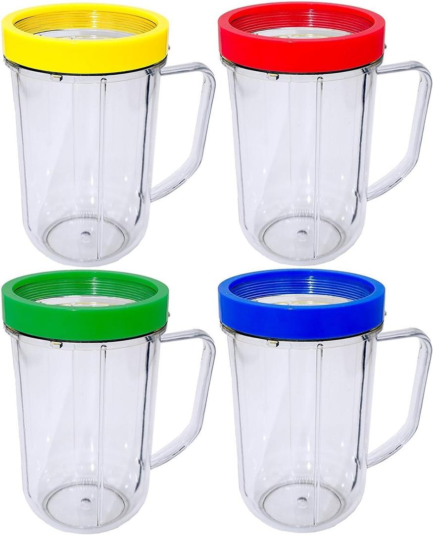 3PACK Party Cups Mugs Compatible with Original Magic Bullet Juicer/extra Magic Bullet Party cups/ 16 Ounce Party Mugs Cups with Colored Lip Rings, Fits Original Magic Bullet Blender Juicer 250W MB-1001 3PACK Party Cups Mugs Compatible with Original Magic Bullet Juicer/extra Magic Bullet Party cups/ 16 Ounce Party Mugs Cups with Colored Lip Rings, Fits Original Magic Bullet Blender Juicer 250W MB-1001