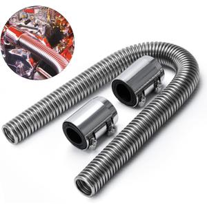Universal 36" Stainless Steel Radiator Flexible Coolant Water Hose Kit W Cap Clamp Silver