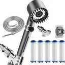 Shower Drops Head Filtered Showerhead With Five Filters,Filtered Shower Head With Handheld,High Pressure Turbo Showerhead,Reusable,Adjustable Settings With Hose 5-piece set