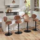 Swivel Bar Stools Set 2, Adjustable Height Suede-Like Leather Brown | Counter Height Stools with Back, Tall Armless Modern Bar Chair for Kichen Island, Height Adjust 24.02"-31.89", 360° Swivel
