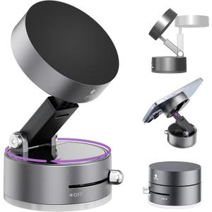 Vacuum Magnetic Phone Holder,Foldable Magnetic Suction Phone Mount,360° Rotation Car Phone Holder,Cell Phones Car Accessories,Hands-Free Phone Holders Suitable to Mirror,Gym,Kitchen (Grey)