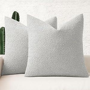 MIULEE 22x22 Inch Decorative Euro Sham Pillow Covers for Couch Bed Set of 2 Textured Boucle Neutral Throw Pillow Covers Natural Beige Ivory Accent Solid Pillowcase Sofa Living Room Home Decor