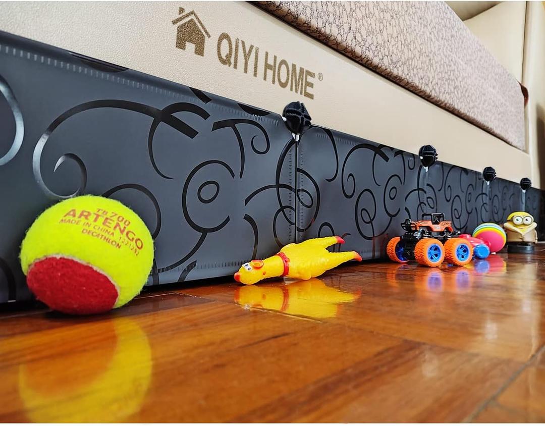 Under Bed Blocker for Pets, Stop Things Going Under Bed or Sofa Couch, Underneath Bed Bumper for Cats Dogs, Easy to Install,Total 83" Length, 7" Height, Black