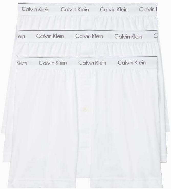Calvin Klein Men's Cotton Classics 3-Pack Knit Boxer (Medium, 3 White)