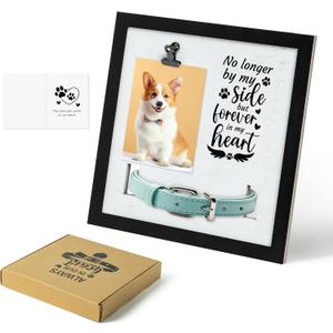 JAPBOR Pet Memorial Picture Frame - Loss of Dog Cat Memorial Gifts with Collar Holder, Collar Frame Sympathy Remembrance Gift, Pet Death Passing Away Passed Bereavement Hanging Standing Photo Keepsake