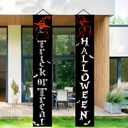 Halloween Door Banners 2pcs Trick or Treat and Halloween Sign 12x71 Inch Skeleton Witch Porch Banner Hallo ween Decorations Outdoor Front Door Entryway Hanging Gothic Decor