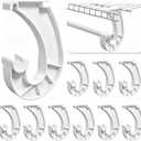 10 Pcs Hanging Closet Rod Support, Plastic Closet Rod Brackets for Hanging Clothes, 3/4 Wardrobe Clothes Rods Bracket, Sturdy J-Shaped Hooks for Cabinets Storage and Curtain, White