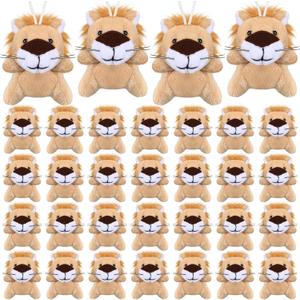 Shappy 50 Pcs Mini Animal Plush Toys Small Stuffed Animals Bulk Cute Tiny Plushies Keychains for Gift Party Carnival Prize (Lion)