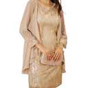 GRACE KARIN Sequin Dress Formal Dresses for Women Evening Party Sequin Dress for Wedding Guest Gold XL