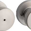 Kwikset Pismo Interior Privacy Door Knob with Lock, Door Handle For Bathroom and Bedroom, Satin Nickel Keyless Turn Lock Doorknob, with Microban Protection