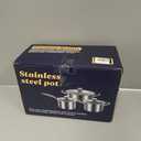 Stainless Steel pots and pans set, 6 Piece Nonstick Induction Kitchen Cookware Set, Works with Induction/Electric and Gas Cooktops, Nonstick, Oven Safe, Camping Cookware