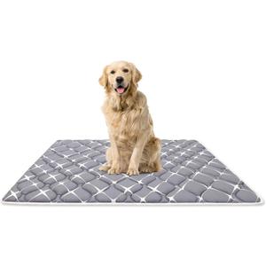 Dog Crate Mat, Ultra Soft Dog Bed Mat for Sleeping with Anti-Slip Bottom, Washable Kennel Pad for Large Medium Small Dogs Breeds with Cute Prints and Dark Colored to Hide Stains (42" X 28") (Gray Shiny)