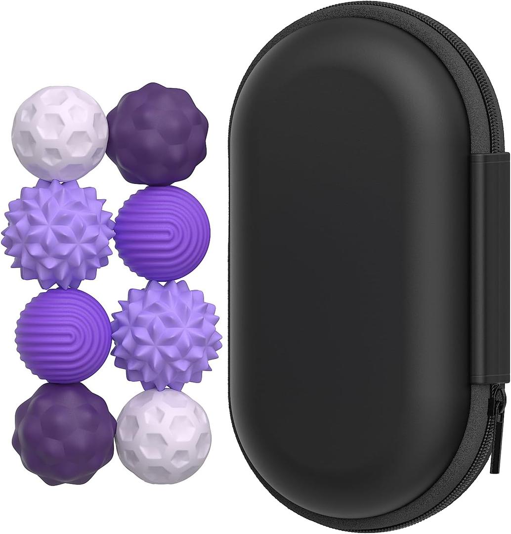 Fidget Toys - 8Pcs Magnetic Attraction Stress Balls with Silicone Shell and Storage Box for Adults - to Calm Restless Hands and Anxious Mind, Silicone Roller Magnet Balls Sensory AdultsPurple