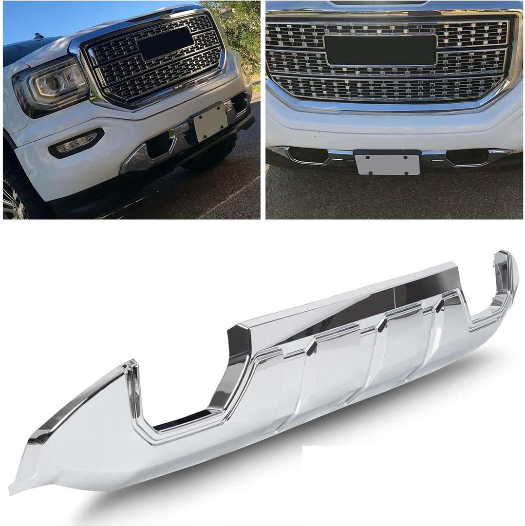 ECOTRIC Front Bumper Skid Plate Compatible with 2016-2019 GMC Sierra 1500 - Replace for 23243493; GM1015123 Protective Armor Engine Undercover Chrome