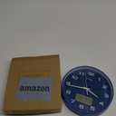 Wall Clock, 12" Dial Non-Ticking Silent Battery Operated Analog with LCD Display for Perpetual Calendar and F° Temperature, Ideal Modern Home, Bedroom, Kitchen, Office Decor (Blue)