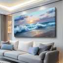 PHAOHUAXM Large Framed Canvas Wall Art For Living Room Wall Decoration For Bedroom Seaside Landscape Painting Dining Room Decor Printed Picture Artworks Modern Room Home Decor Ready To Hang 20"X40"