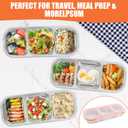 Xorim Stainless Steel Snack Containers, Reusable Stainless Steel Snack Box, 3 Compartments, Divided Food Storage Containers for School, Home and Travel, White Lid