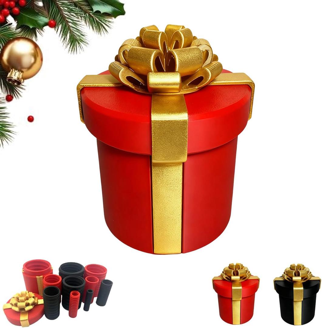 UKM Annoying Nested Screw Gift Box - Reusable Funny Prank Gift Box for Christmas, White Elephant & Birthdays - for Notes and Small Keepsakes (Red)