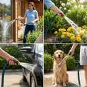 100FT Lightweight Garden Hose – Kink-Resistant, Flexible, High-Pressure Hose for Outdoor Watering, Lawn Care, Garden, and Car Cleaning