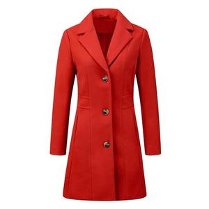 Allegra K Women's Winter Pea Coat 2026 Fall Single Breasted Long Outerwear Trench Coats Medium Red, M