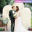 Hemmotop Beige Arch Backdrop Cover Set, 3-Piece (6ft/ 6.6ft/ 7.2ft) Wedding Arch Cover Stretchy Backdrop, Spandex Arched Stand Background Covers for Baby Shower Birthday Graduation Party