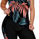 LALAGEN Womens Plus Size Swimsuits 2025 Modest Rash Guard Capris Tankini Bathing Suits Two Piece Bathing Suit Swimwear (4X-Large, Orange Leaves)
