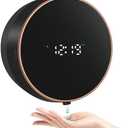 Automatic Soap Dispenser Liquid Bathroom: Wall Mount Rechargeable Touchless Adjustable Auto Smart Electric Plastic Black Soap Dispenser with Clock - Kitchen - Hand Dish Lotion Couple Kids