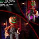 Halloween Animatronics Swinging Pumpkin, Hanging Animated Decorations with Motion Sensor, Creepy Sound, Scary Move, Light Up Eyes, Haunted Decor Horror Spooky Prop for Indoor, Outdoor, Yard Lawn