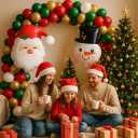 2 x Beaumode 18inch Valentines Day Heart Balloon Set 25pcs Metallic Mylar Balloons for Galentines Day Bachelorette Engagement Birthday Proposal Photo Backdrops Party Decorations (Christmas)