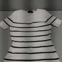 ZESICA Women's 2025 Summer Bodycon Midi Dress Striped Short Sleeve Ribbed Knit Slim Fit Side Slit Vacation Long Dresses, Small