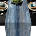 Blue Grey Table Runners Modern Art Farmhouse Linen Table Runners Dresser Scarves Retro Rustic Style for Party Kitchen Dining Table Coffee Holiday Party Decor (13"x 90", Blue Grey)